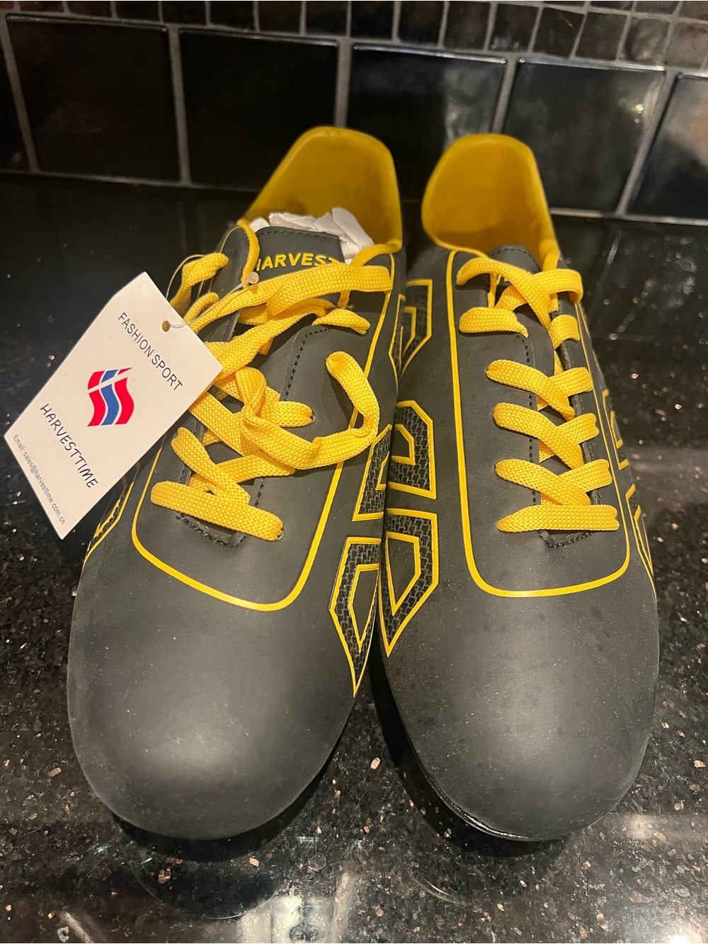 Harvestime Black and Yellow Athletic Cleats size 44